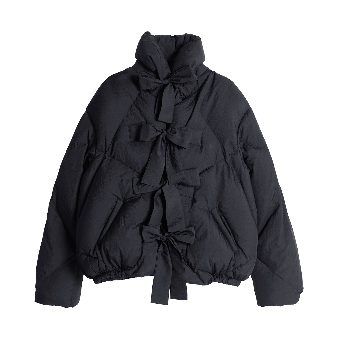 Bow-Accent Down Jacket imakokoni 2025 Winter Sweet Style Thickened Warm Black Short Women's Outerwear