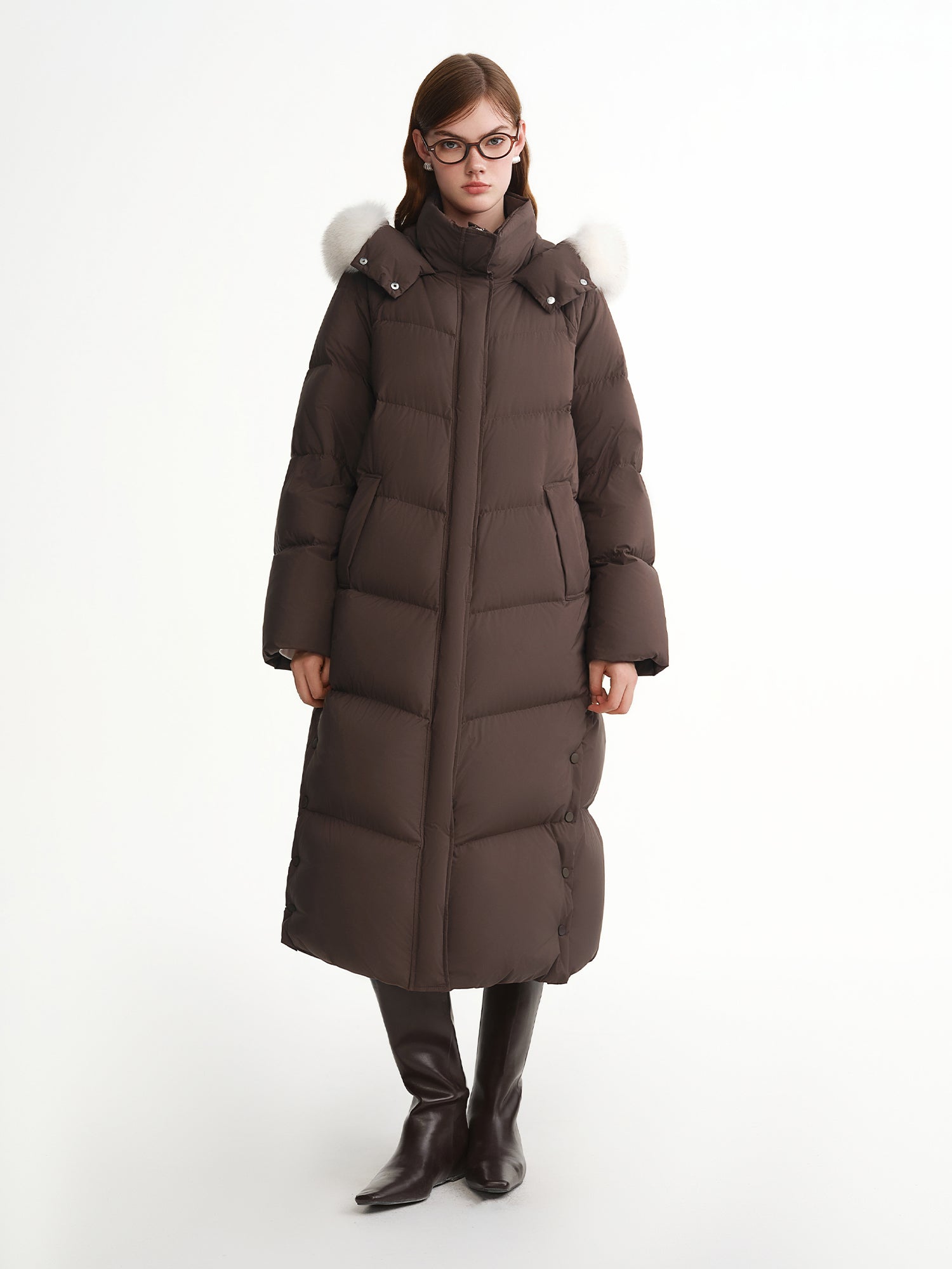 Puff Down Jacket Long and Short Styles of Goose Down Jacket Women Fox Fur Collar 2025 Winter Outerwear Simple Commuting