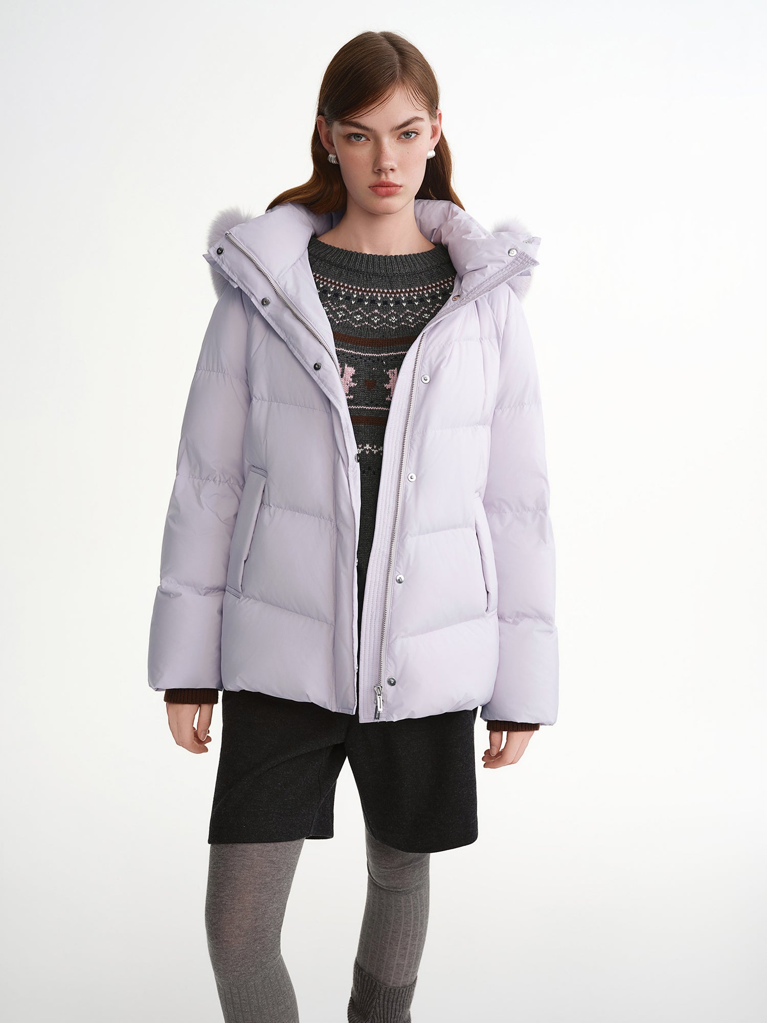 Puff Down Jacket Long and Short Styles of Goose Down Jacket Women Fox Fur Collar 2025 Winter Outerwear Simple Commuting