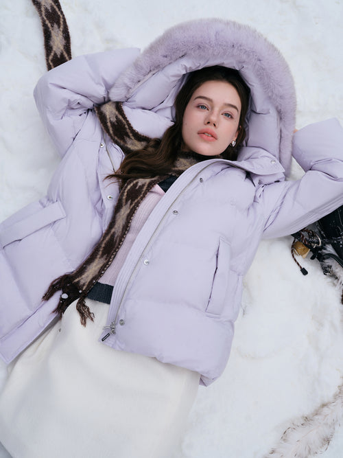 Puff Down Jacket Long and Short Styles of Goose Down Jacket Women Fox Fur Collar 2025 Winter Outerwear Simple Commuting