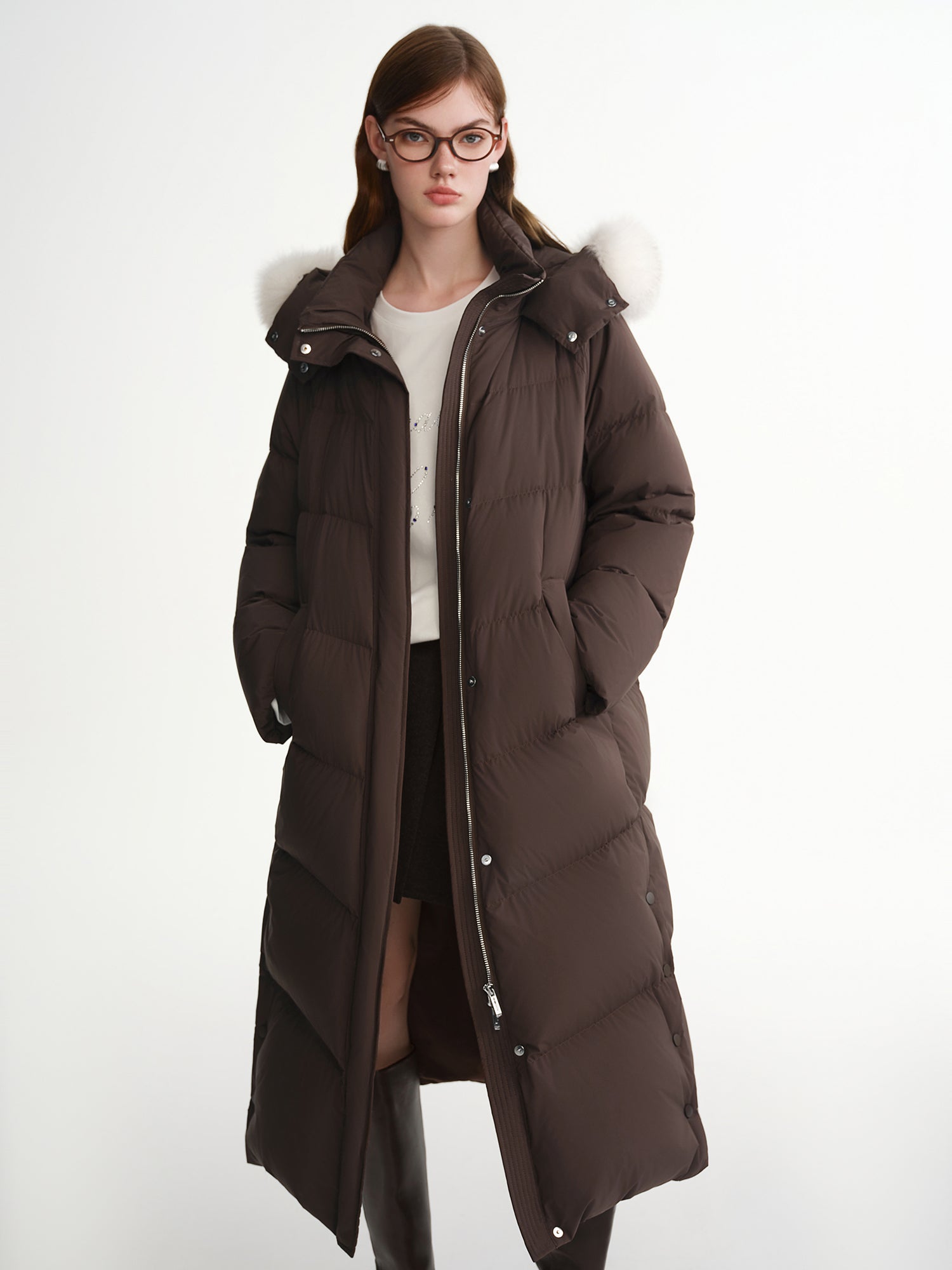 Puff Down Jacket Long and Short Styles of Goose Down Jacket Women Fox Fur Collar 2025 Winter Outerwear Simple Commuting