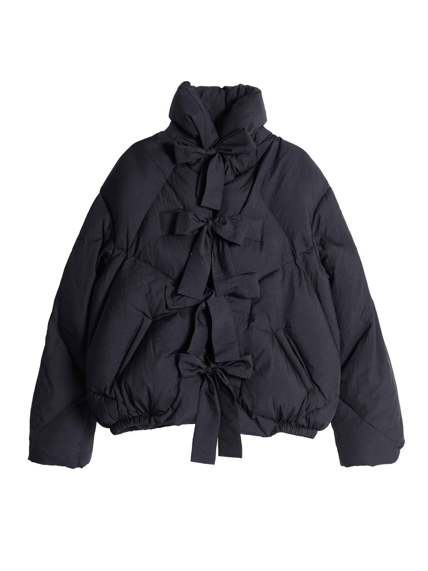 Bow-Accent Down Jacket imakokoni 2025 Winter Sweet Style Thickened Warm Black Short Women's Outerwear