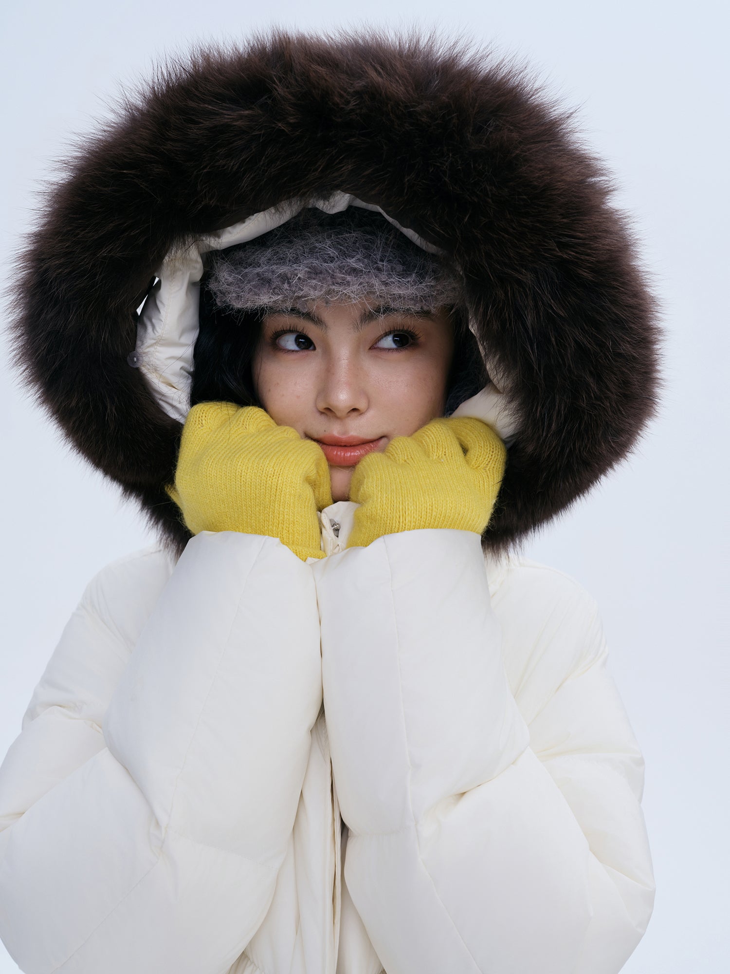 Puff Down Jacket Long and Short Styles of Goose Down Jacket Women Fox Fur Collar 2025 Winter Outerwear Simple Commuting